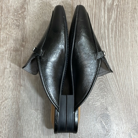 NWOT Rachel Zoe Alani Black Almond Toe Slip On Mule Loafer Silver Toe Accent 8 - Picture 10 of 16